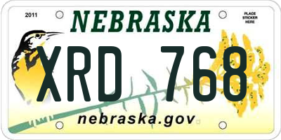 NE license plate XRD768