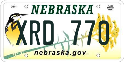 NE license plate XRD770