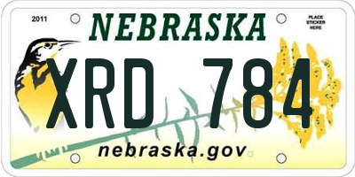NE license plate XRD784