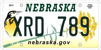 NE license plate XRD789