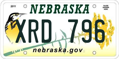 NE license plate XRD796