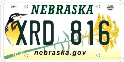 NE license plate XRD816