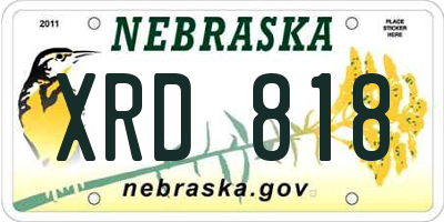 NE license plate XRD818
