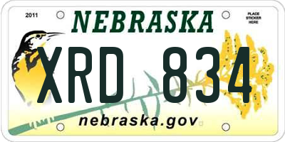 NE license plate XRD834