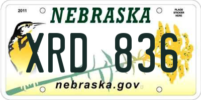 NE license plate XRD836