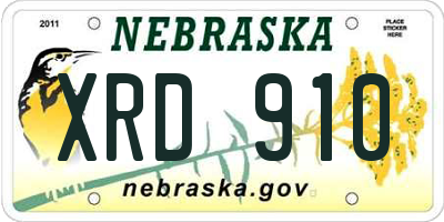 NE license plate XRD910