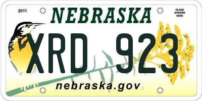 NE license plate XRD923