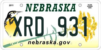 NE license plate XRD931