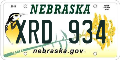 NE license plate XRD934
