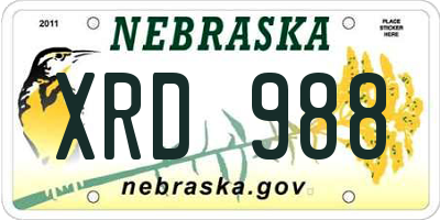 NE license plate XRD988