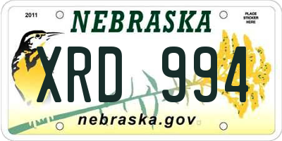 NE license plate XRD994