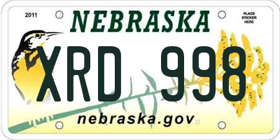 NE license plate XRD998