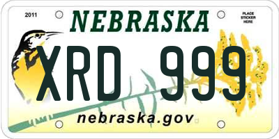 NE license plate XRD999