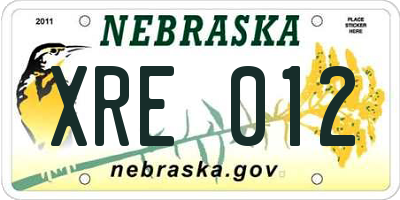 NE license plate XRE012