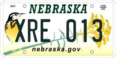 NE license plate XRE013