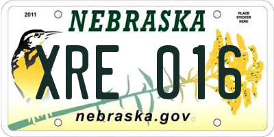 NE license plate XRE016