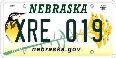 NE license plate XRE019