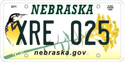 NE license plate XRE025