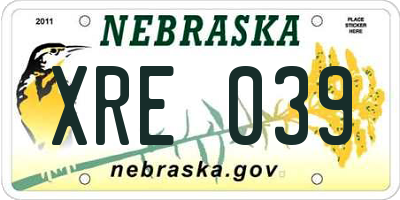 NE license plate XRE039