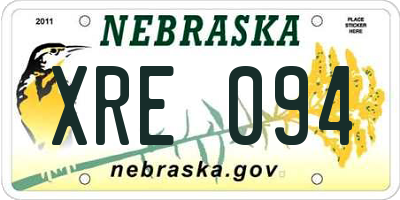 NE license plate XRE094