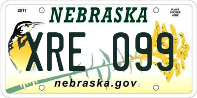 NE license plate XRE099