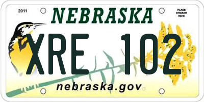 NE license plate XRE102