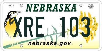 NE license plate XRE103