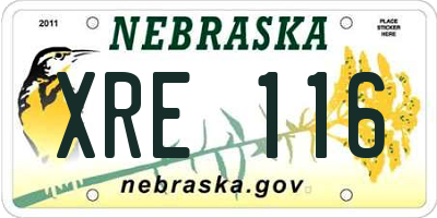 NE license plate XRE116