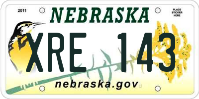 NE license plate XRE143
