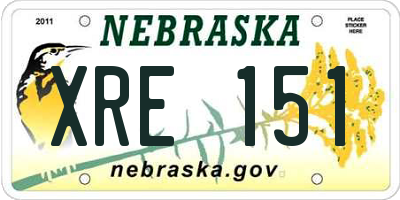 NE license plate XRE151