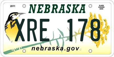 NE license plate XRE178