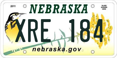 NE license plate XRE184