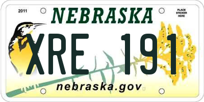 NE license plate XRE191