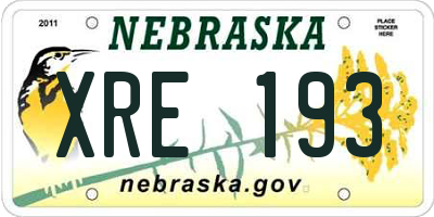 NE license plate XRE193