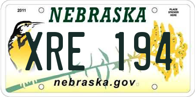 NE license plate XRE194