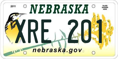 NE license plate XRE201