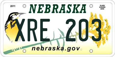NE license plate XRE203