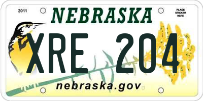 NE license plate XRE204