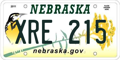 NE license plate XRE215