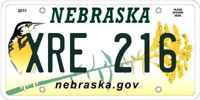 NE license plate XRE216