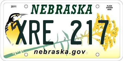 NE license plate XRE217