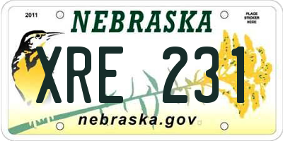 NE license plate XRE231