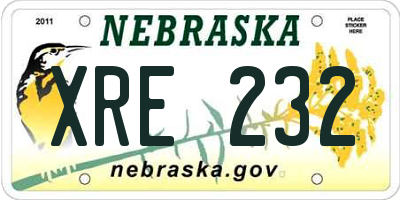 NE license plate XRE232