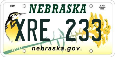 NE license plate XRE233