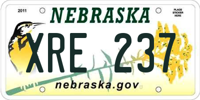 NE license plate XRE237