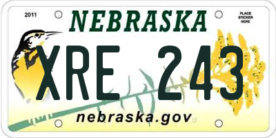 NE license plate XRE243