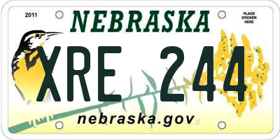 NE license plate XRE244