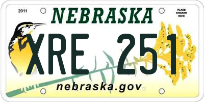NE license plate XRE251