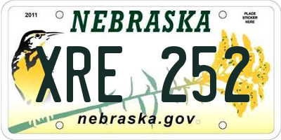 NE license plate XRE252