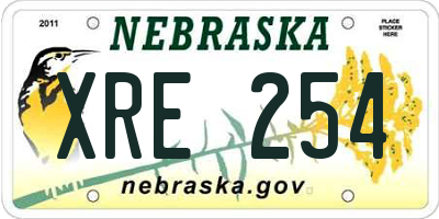 NE license plate XRE254